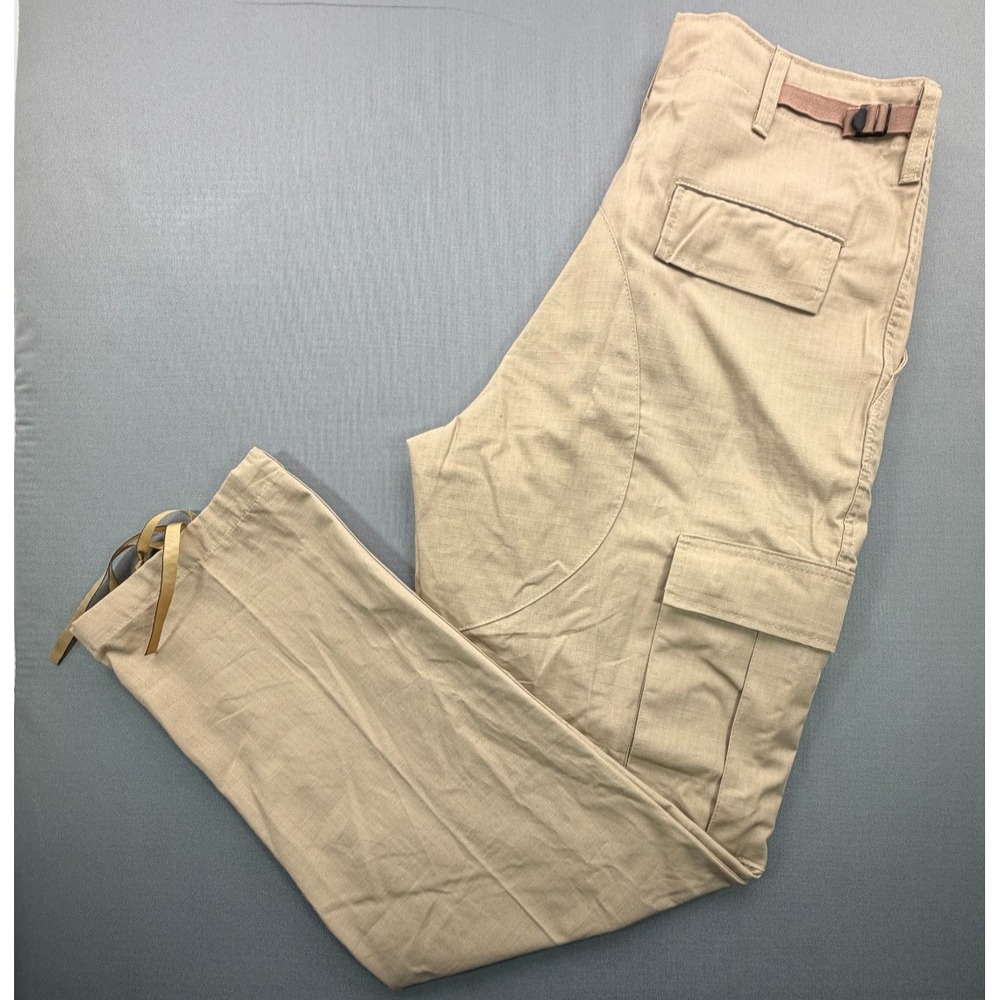 BDU Combat Trousers Khaki Tan Cargo Pants 100% Cotton USA | Men's Medium Long - Picture 14 of 15